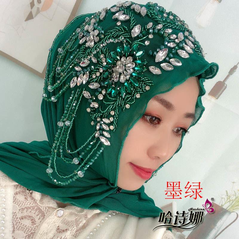 

Ethnic Clothing Diamond Gem Dec High Quality Handmade Muslim Wedding Evening Party Hijabs