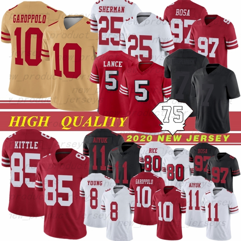 

Trey Lance Jimmy Garoppolo George Kittle Football jerseys Nick Bosa Montana Kaepernick Young Brandon Aiyuk Willis Warner SanFrancisco49ersSherman jersey shirts, 49ren
