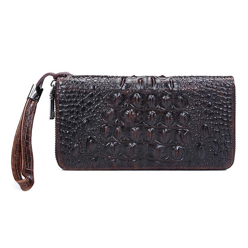 

Wallets YIANG Genuine Leather Crocodile Style Men Clutch Handbag Money Bag Cell/Mobile Phone Pocket Purse Card Holder Pack Wallet, Red;black