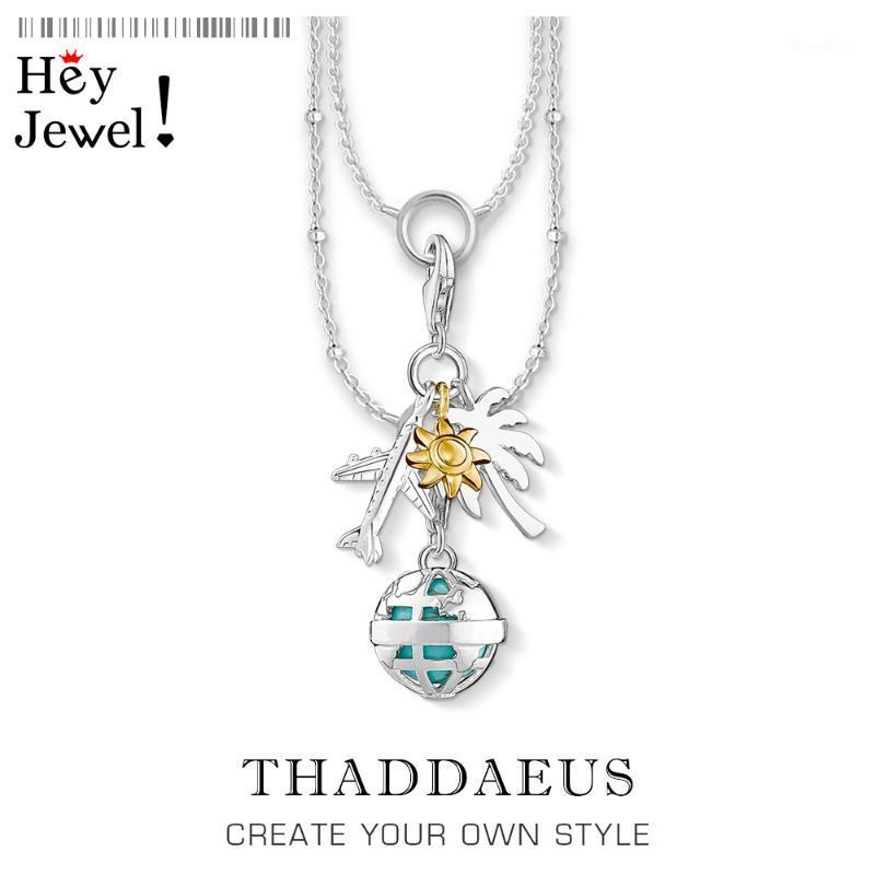 

Charm Necklace Globe Travel Vacation,2021 Spring Fashion Jewelry Europe 925 Sterling Silver Bijoux Trendy Gift For Women Men Chains