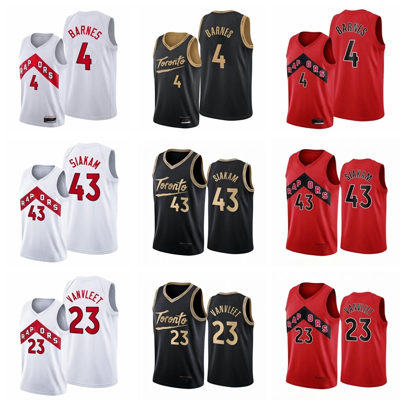 

TorontoRaptorsMen Scottie Barnes Pascal Siakam Fred VanVleet Kyle Lowry 2021/22 City Basketball Jersey White Black Red New Uniform