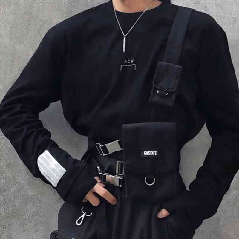 

streetwear vest for woman tactical waist bag chest rig hip hop trend canvas adjustable functional unisex