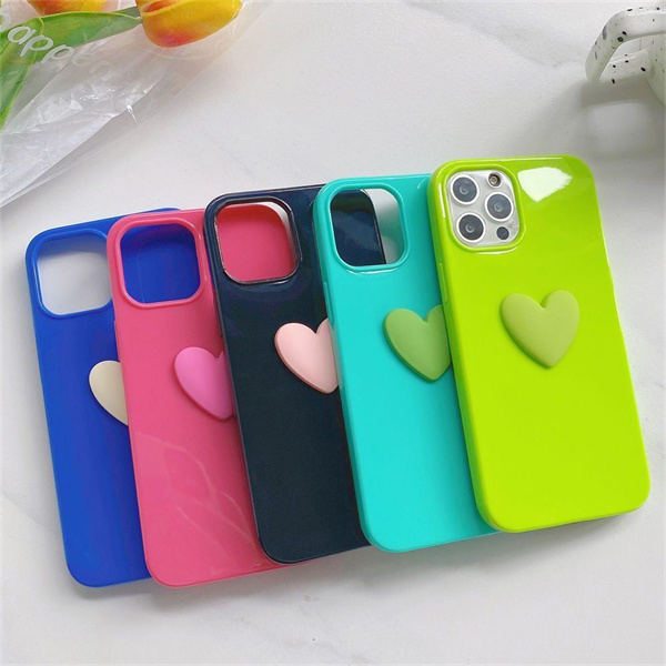

Cell Phone heart Cases For iphone 11 XR XS 12 pro max 13 Accessories Love Protection Fitted Case candy color, Yellow