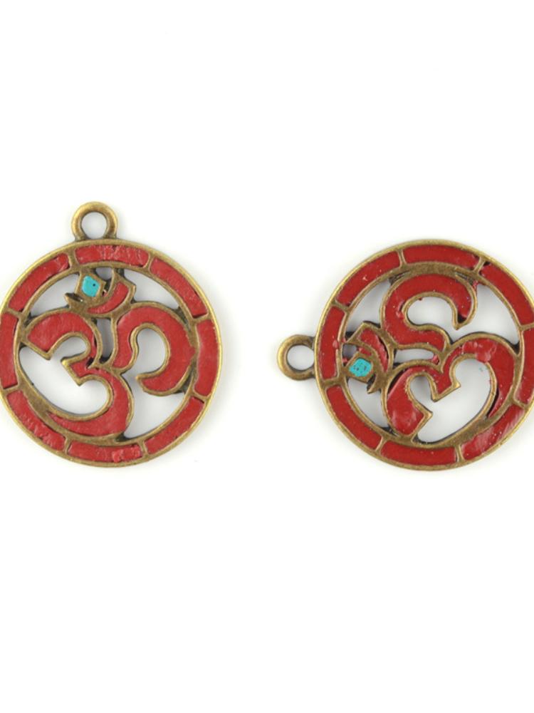 

Charms Fashion Simple Personality Natural Stone Nepalese Copper Beads DIY Accessories Necklace Retro Tibetan Pendant For Jewelry, Bronze;silver