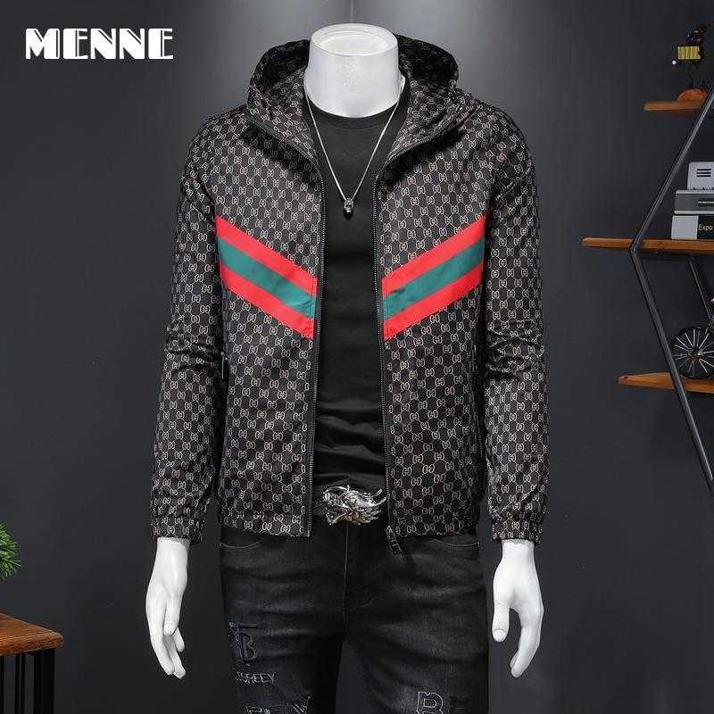 

2021 New arrival Male jackets fashion Men jacket slim hooded zipper letter print Casual jacket men X0621, Khaki