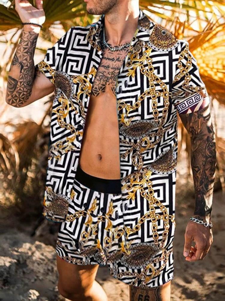 

Men's T Shirts Set Short Sleeve Hawaiian Shirt And Shorts Summer Casual Floral Beach Two Piece Suit 2021 Fashion Men Sets S-3XL