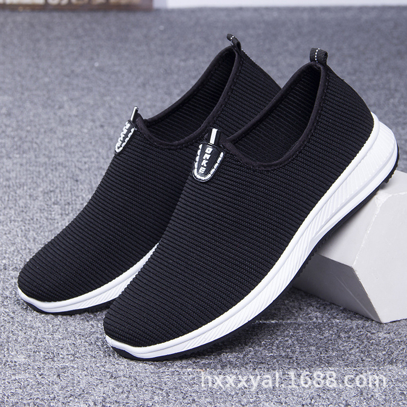 

Summer and Autumn Cross-Border Old Beijing Cloth Shoes Mens Shoes Slip-on Breathable Sneakers Dad Walking Casual Mens Shoes Wholesale, Mens single 22 black