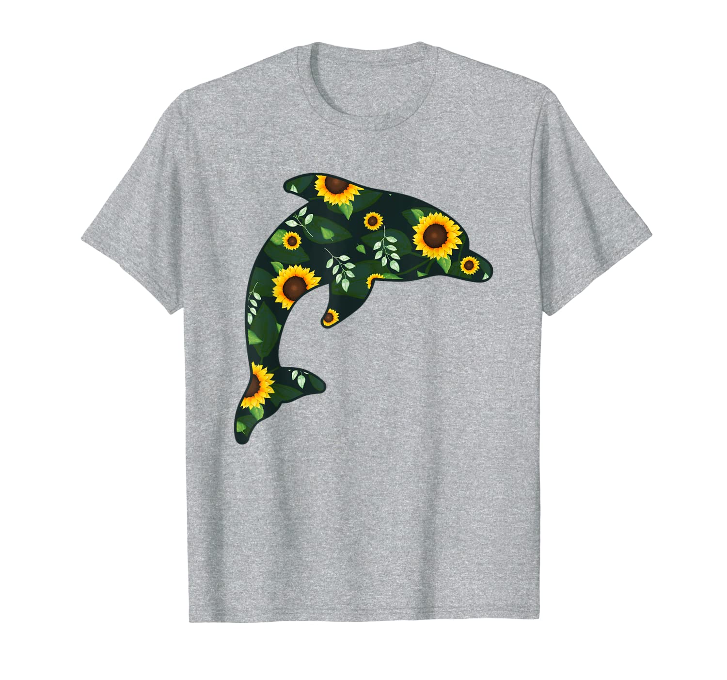 Dolphin Sunflower Girl Floral Beluga Hawaiian Women Gift T-Shirt-image-702042266