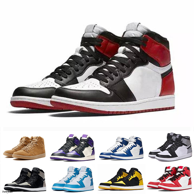 

Shoes Pine Green Black 1s Basket ball Jump man 1 Bloodline Men Designer Sneakers Fearless Obsidian UNC Patent gold blue toe Trainers, Bubble wrap packaging