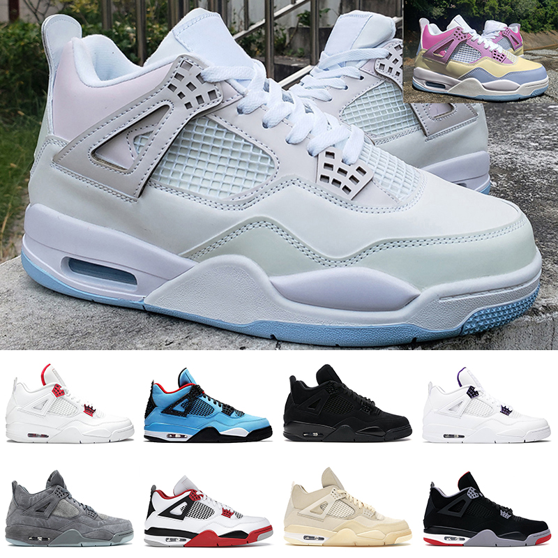 

Jordan4s Retro Basketball Shoes Air Jordan 4 4s Jumpman Size 13 Sneakers Fire Red Metallic Purple Cactus Jack Black Cat Bred Off Sail White