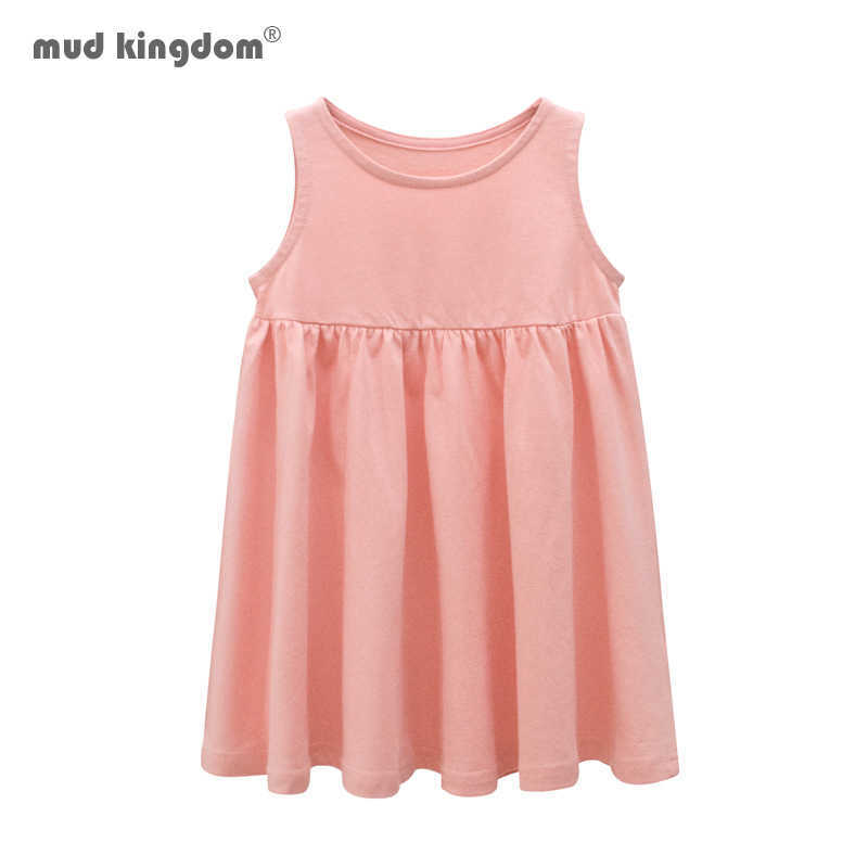

Mudkingdom Summer Girls Dress Solid Cotton Sleeveless for Girl Clothes A-line Princess Toddler Vest Dresses Kids Clothing 210615, Pink