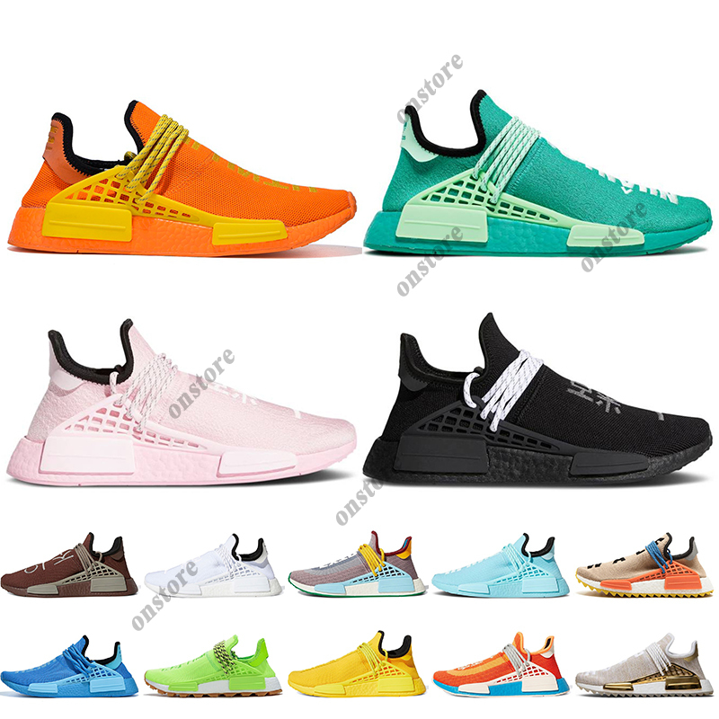 

Big Size 47 NMD Human Race Running Shoes For men women Pharrell Williams Black White Green Yellow Pink Nerd Hu Trail Trainers Sneakers, A29 human race heart mind 36-47