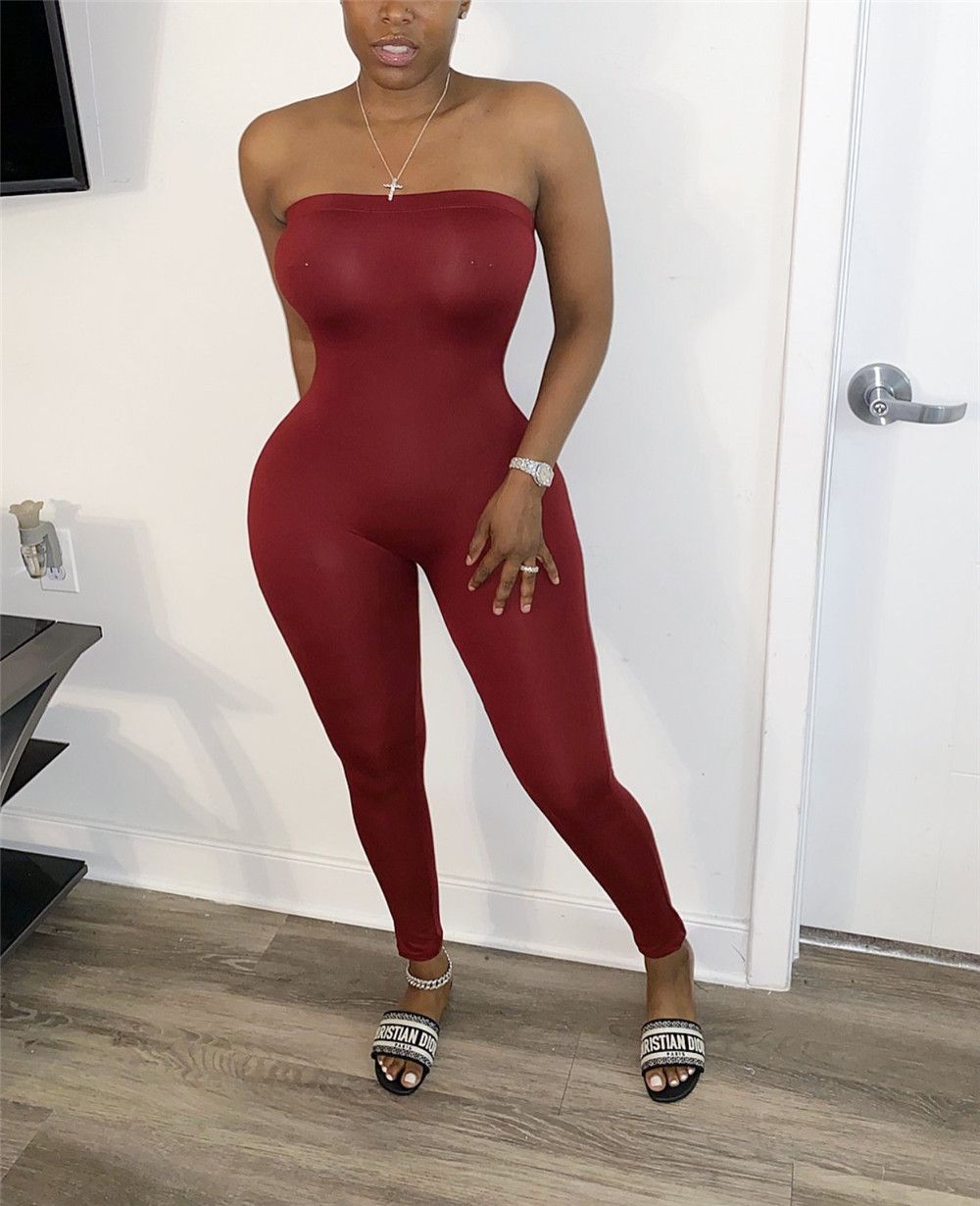 

2011off shoulder bandage rompers womens jumpsuit strapless skinny club outfits party bodycon overalls for women monos mujer, Black;white