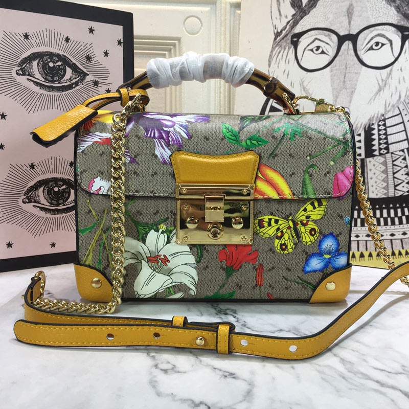 

Women Tote Handbag Shoulder Bag Genuine Leather Canvas Printing Flower Crossbody Flap Bags Chains Bamboo Handle Handbags Wallet Golden Hardware Lager Capacity, Filled paper