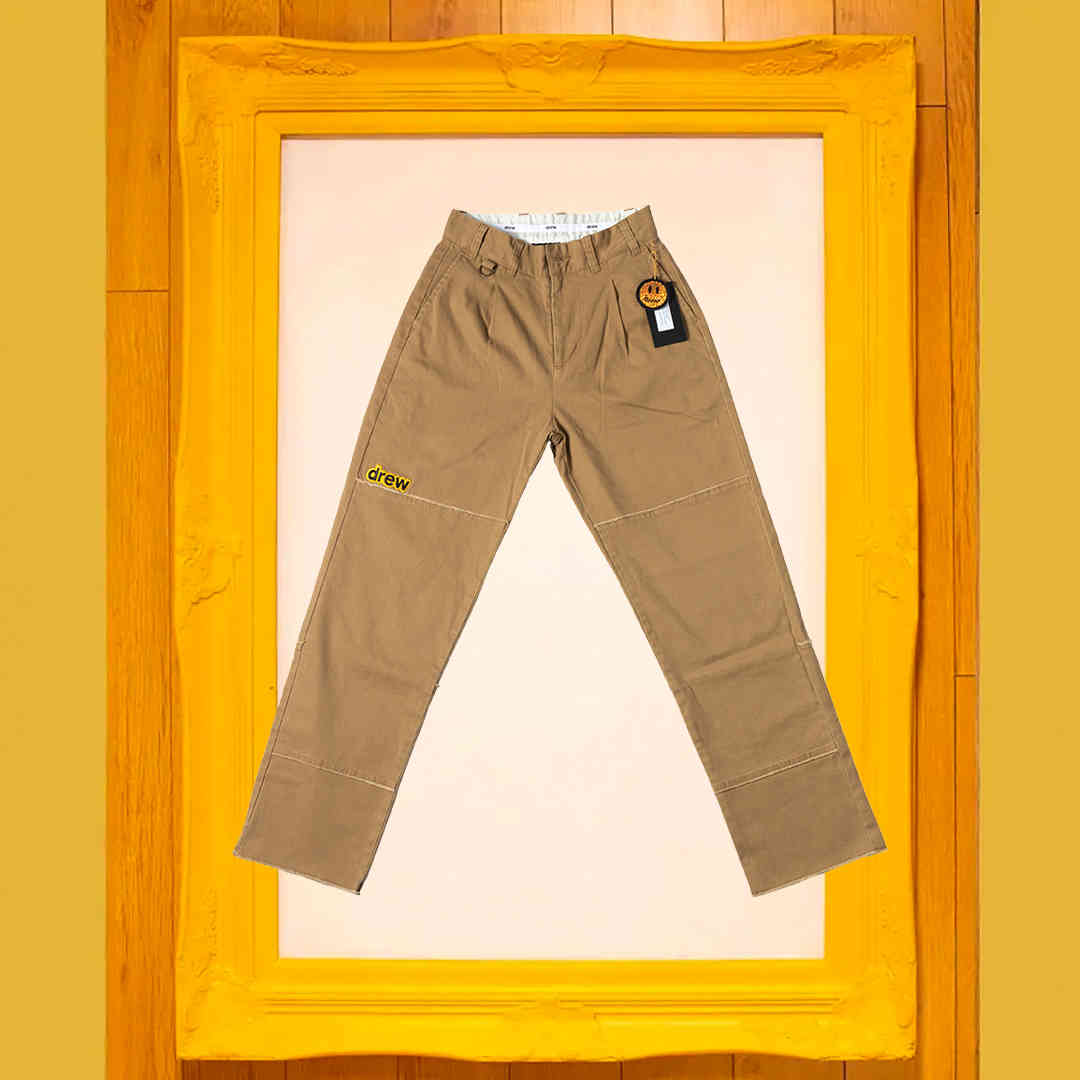 

Drew smiling face Justin Bieber net red couple same embroidered letter loose tooling casual pants, Black