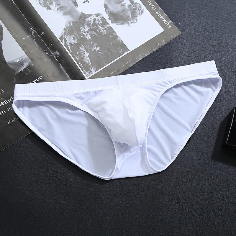 

Underpants Ice Silk Sexy Underwear Men Briefs Seamless Breathable Panties Bikini Solid Low Waist Soft, Black;white