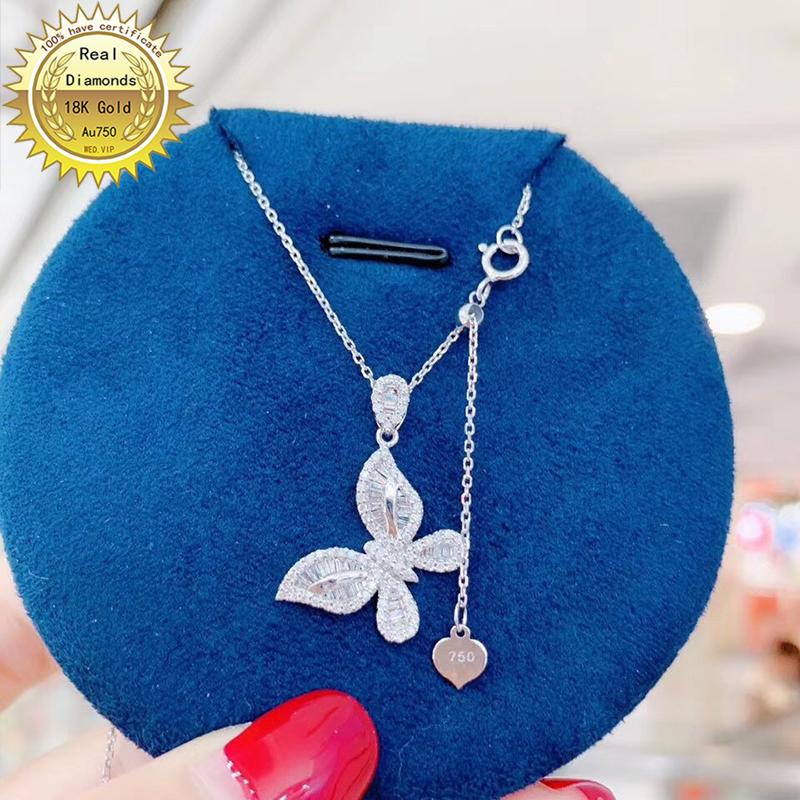 

100% 18K White Gold Diamond Necklace All Use0.5ct And Have Certificate Chains