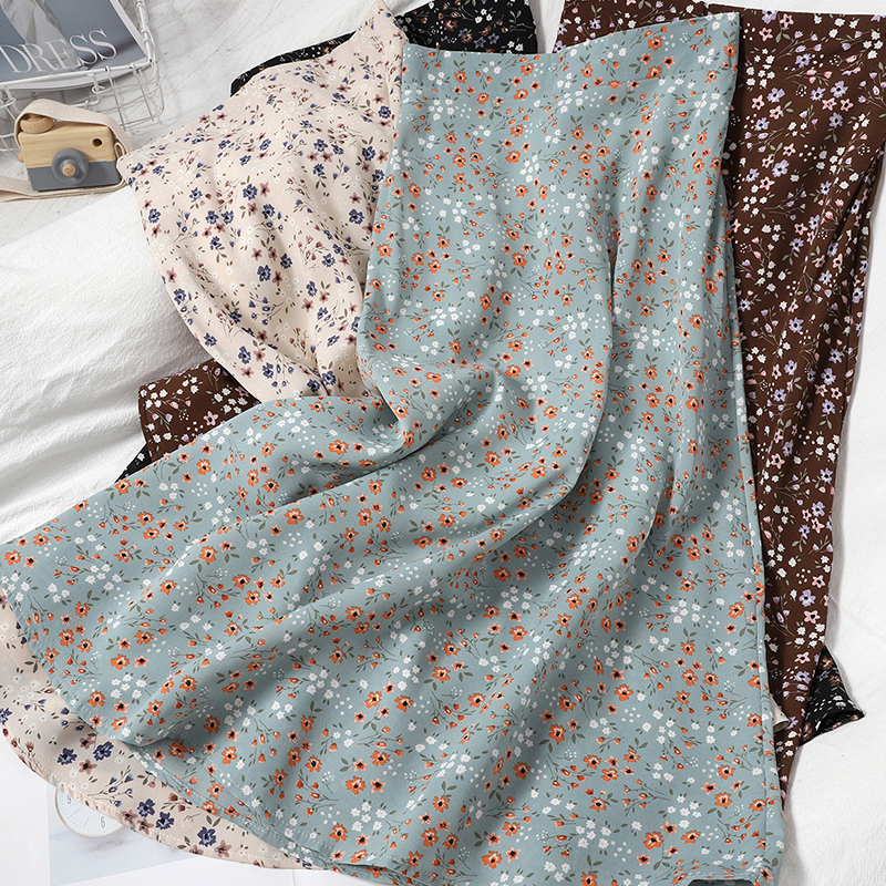 

Fashion Summer chiffon beach Print skirt all-match high waist sweet floral skirt for womens Korean midi long vintage skirt, Picture