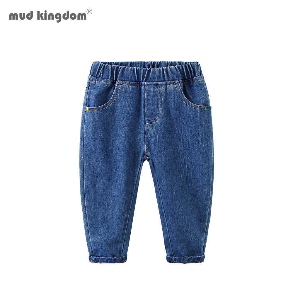 

Mudkingdom Boys Jeans Elastic Waist Fashion Casual Kids Denim Long-Pants Autumn Winter Solid Clothing 2-6Y 210615, Black