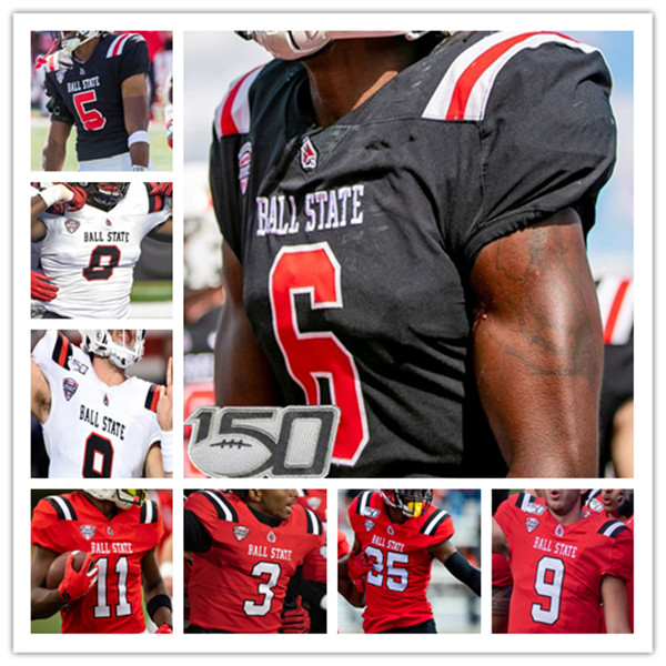 

Custom College BALL STATE Cardinal Football Jersey Drew Plitt John Paddock Carson Steele Will Jones Justin Hall Jayshon Jackson Yo'Heinz Tyler Jalen McGaughy 4XL, Man white with 150