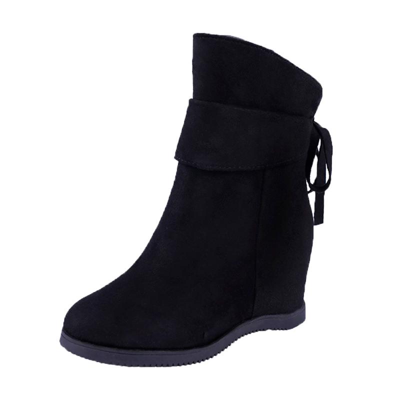 

Boots Tide Nice Fashion Platform Heels Warm Women Soft Thick High Heel Increase Within, Black