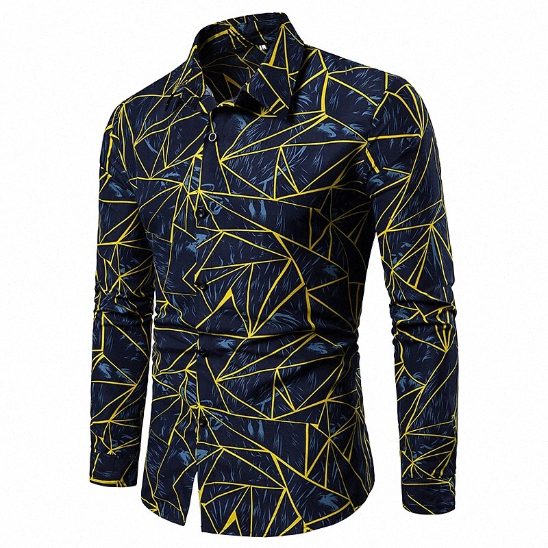 Chemise pour hommes Autres impressions Bouton Géométrie Bouton Down Collier Daily Print Tops à manches longues Plage Vert Rouge C65G #