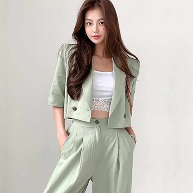 

Women' Two Piece Pants ZAWFL 2021 Fall Women OL Set Female Suit Business Irregular Slim Blazer Coat + Long Pant Ladies, Black