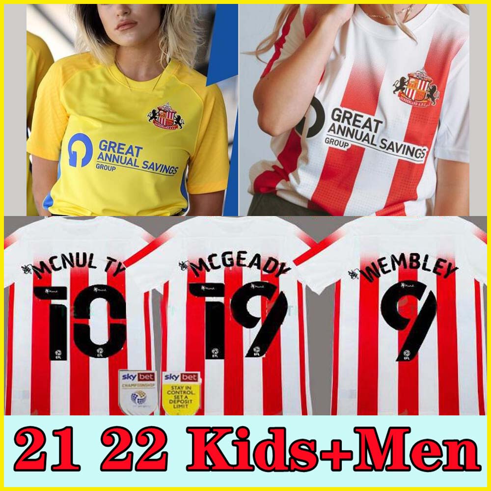 

TOP SUNDERLAND 21 22 soccer Jerseys MAGUIRE WEMBLEY Grigg Arbenit Xhemajli O'Brien Wright Aiden McGeady Camisetas 2021 2022 Men KIDS kit football shirts tops, 20 21 away +patch
