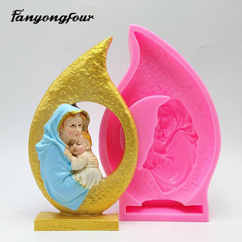 

Baking Moulds 3D Catholic Virgin Mary Jesus Silicone Mold Fondant Resin Gypsum Chocolate Candle Candy