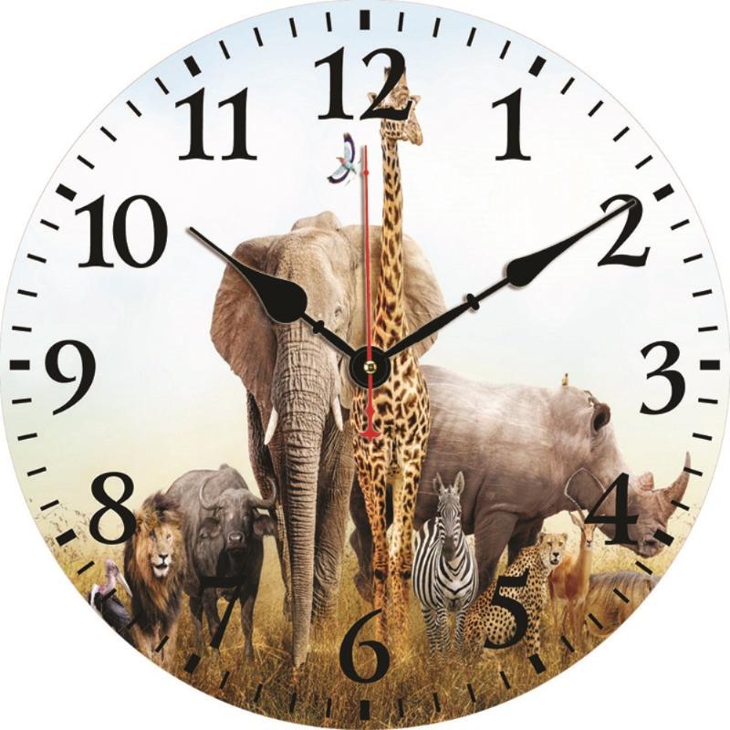 

Wall Clocks Giraffe Elephant Lion Tiger Wild Animal Clock Decorative Living Room Bedroom Kitchen Battery Operated Round Kids Art