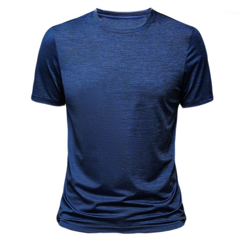 

Men's T-Shirts Casual Breathable Mens T Shirts Solid Color High Elasticity Shirt Men 2021 Summer Quality Short Sleeve Top Tees, Blue
