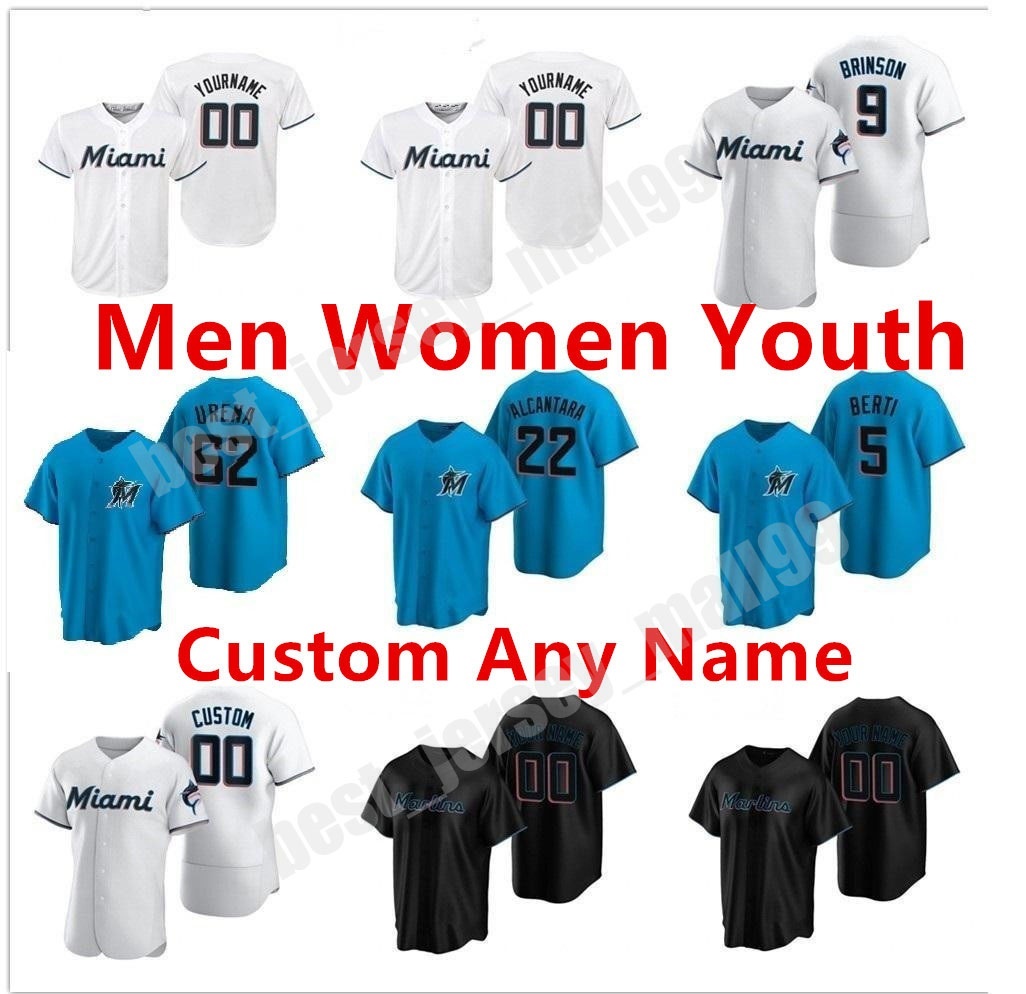 

Custom 2021 Florida Men Women youth Corey Dickerson Marlins Baseball Jerseys Jonathan Villar Miami Jon Berti Sandy Alcantara Jorge Alfaro Le, Blue;black