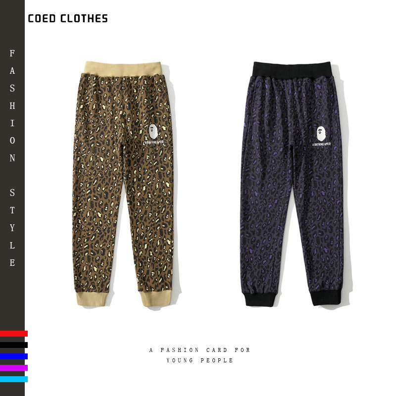 

pants trousers chao brand camouflage leopard print exclusive sports and leisure leggings lovers hip hop set, Black