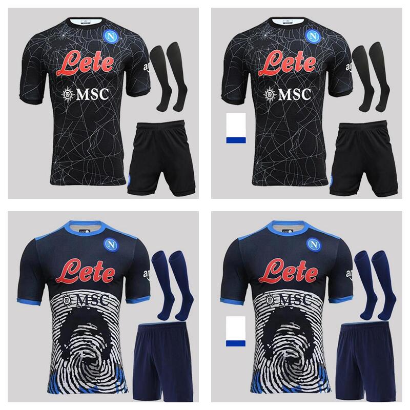 

adult kids kit 21 22 Napoli Soccer Jersey MERTENS 2021 2022 LOZANO SSC FABIAN Football Shirt INSIGNE MILIK Maglia, Black;yellow