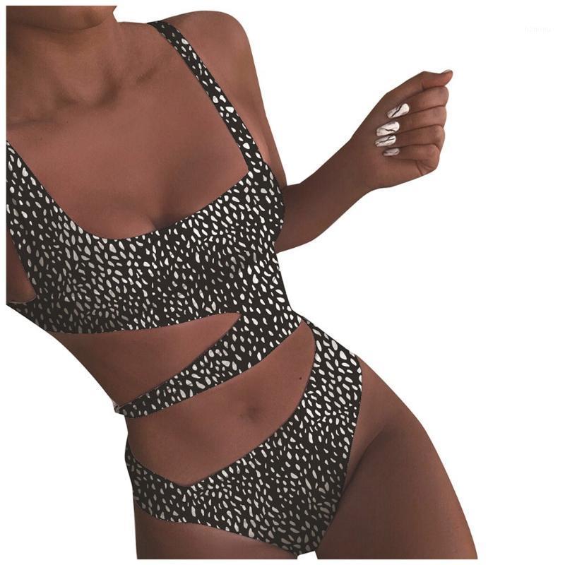 

Women' Swimwear Women Bikinis One-piece Leopard Print Hollow Swimsuit Push Up Bikini Bathing Suit Sexy BañAdores Mujer, Black