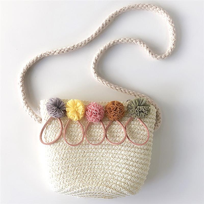 

Travel Ladies Shoulder Bag Beach Messenger Sweet One Grass Woven Flower Patchwork Female Casual Bags, Khaki
