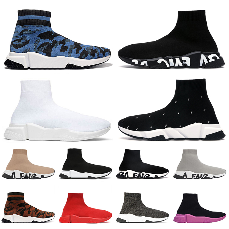 

New Socks Boots Shoes Platform Designer Balencags For Mens Women Triple Black White Blue Khaki Red Glitter Luxury Flat Sneakers Trainers Outdoor Sports 36-45, B26 36-40