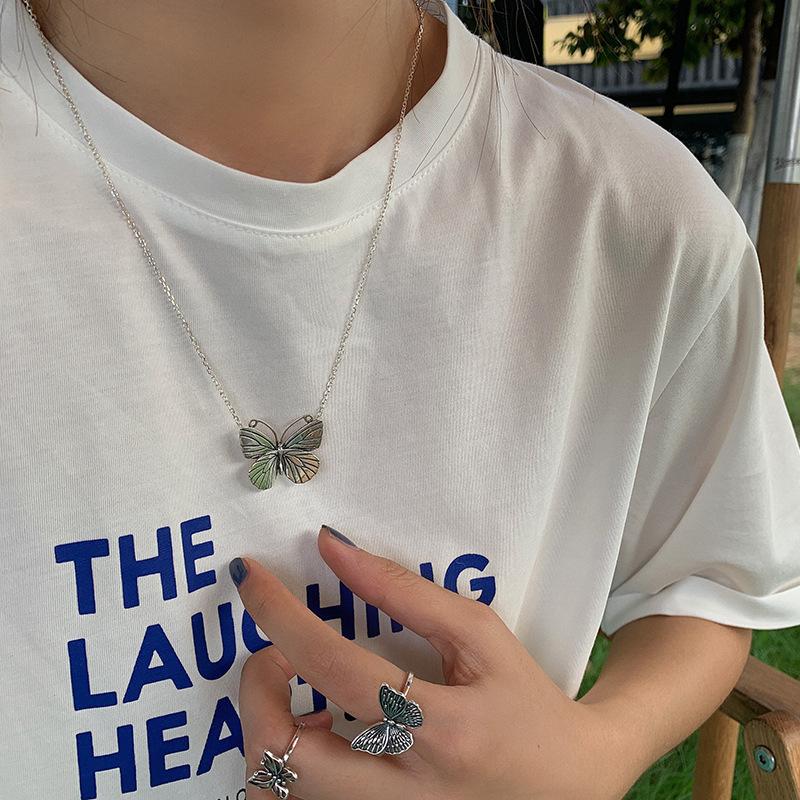 

Chains Women's Necklaces Goth Colorful Butterfly Chain Pendant Clavicle Neck Women Aesthetic Necklace Punk Jewelry