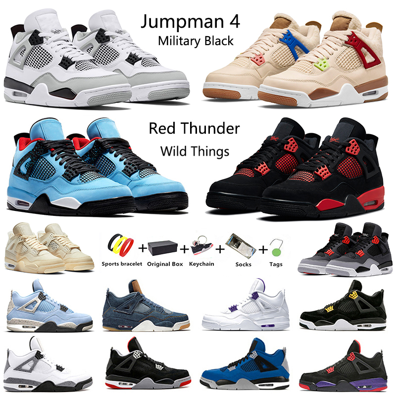 

4s 4 mens basketball shoes Military Black Cat Camo Infrared Oreo Sail University Blue Wild Things Red Thunder men women trainers sports sneakers With Box, Color#42