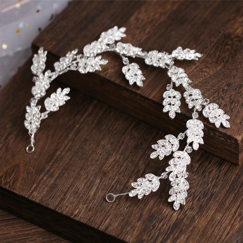 

Hair Clips & Barrettes Korean Bride Hairpiece Water Drill Leaf Hanger Elegant Bridesmaid Wedding Style Accessories, Golden;silver