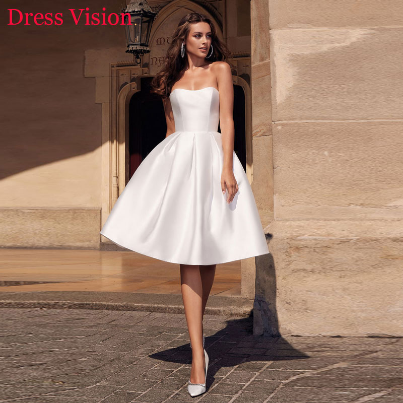 

Vestido De Noiva Simple Strapless Wedding Dress Robe De Soiree Bride To Be Robe De Marie, White