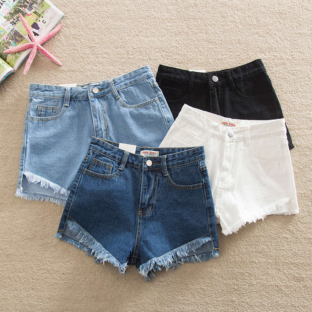 

55% off women femme summer fashion tassel jean denim shorts washed distrsed jeans ripped casual korea zipper fly, White;black