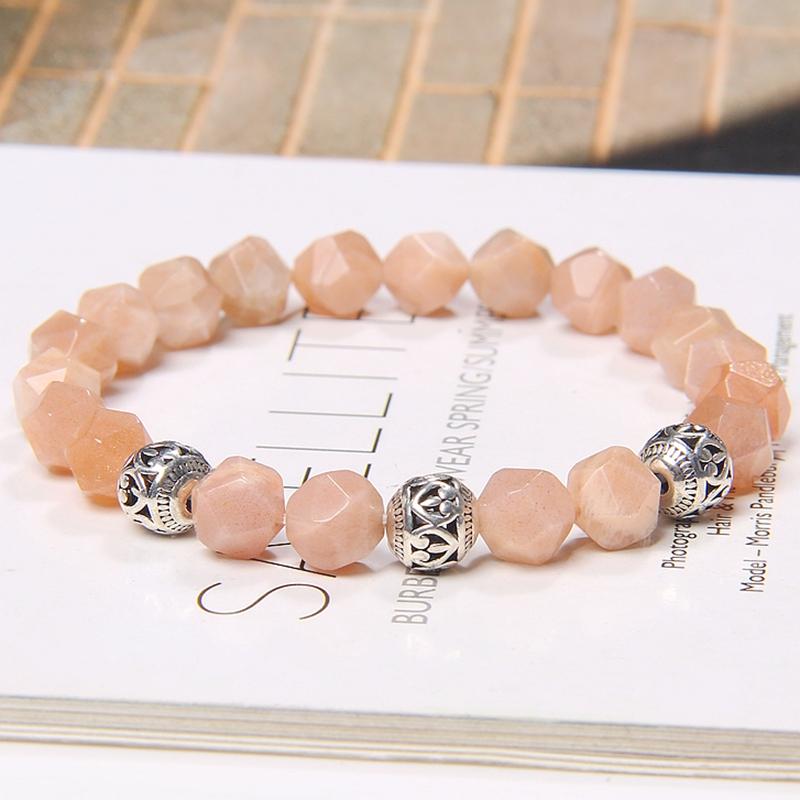 

Beaded, Strands Natural Sunstone Geometric Faceted Beaded Bracelets For Women Men Tiger Eye Aquamarines Lapis Lazuli Personality Jewelry Pul