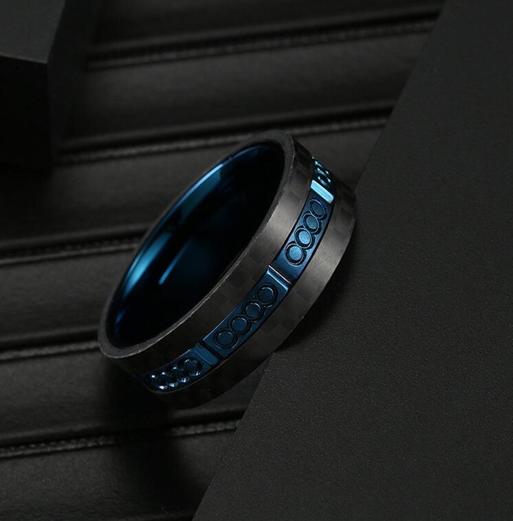 

Titanium steel Band ring men's black gold blue fashion luxury for boyfriend birthday gift does not fade