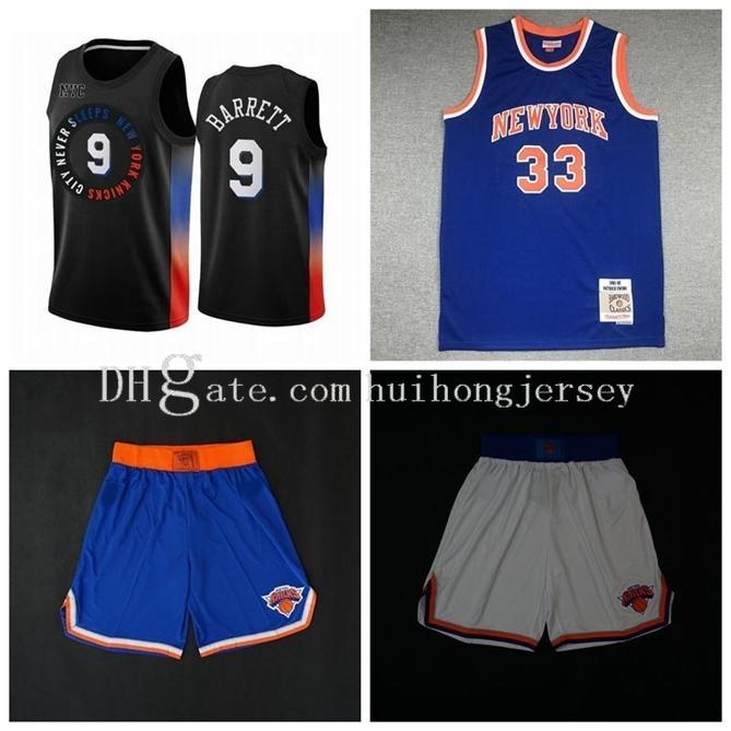 

Mens Throwback Jersey Patrick 33 Ewing Walt 10 Frazier R.J. 9 Barrett Basketball Shorts Basketball Jerseys Blue 1219, Black