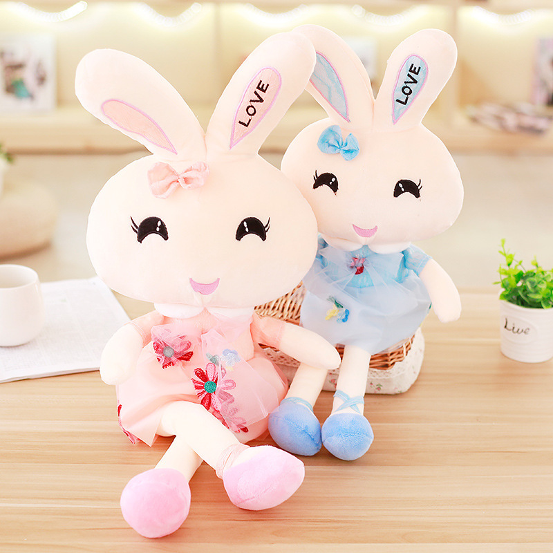 

Flower fairy dress rabbit plush toys wearing skirt rabbit cloth doll playing couple sending child girl birthday creative gift