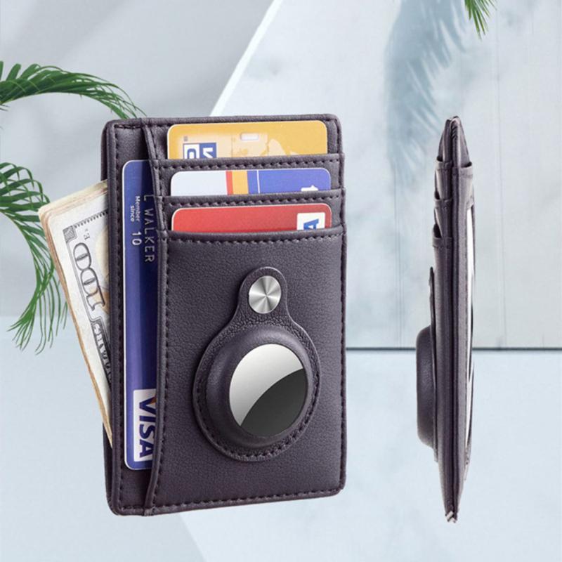 

Storage Bags PU Leather Airtag Wallet Men's RFID Anti Degaussing Loss Anti-theft Swipe Card Bag Belt Tracker Position