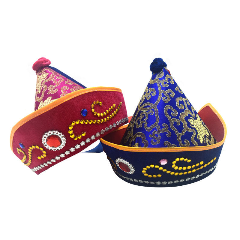 

Mongolian Hat Minority Costumes Mongolian's Stage performance Hats Male or Female Cap Vintage Mongolian's caps, Blue