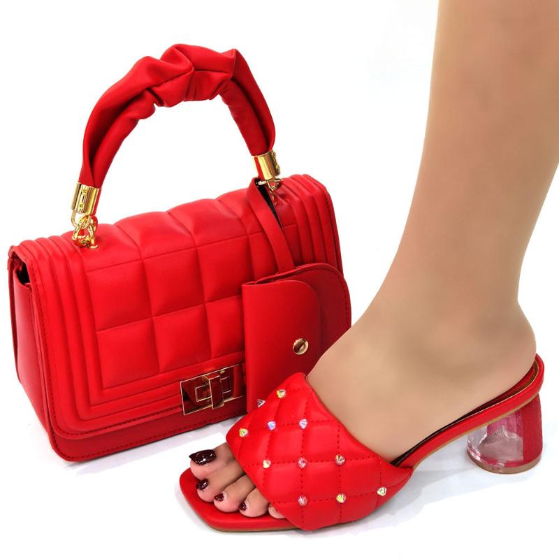 

Dress Shoes Doershow Beautiful Red Italian With Matching Bags African Women And Set For Prom Party Summer Sandal HOK1-7, Black