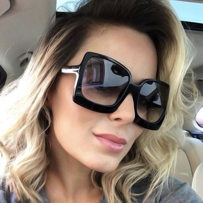 

Sunglasses Luxury Big Square Women Brand Designer Retro Gradient Sun Glasses For Female Oversized Black Shades